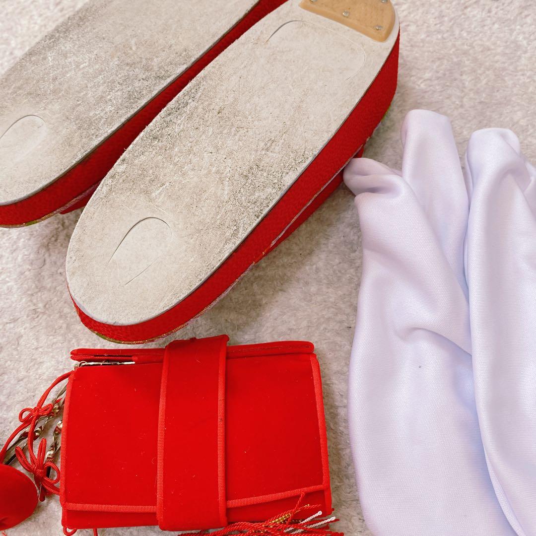 七五三 7歳〜ジュニア 着物 帯 ビーズバッグ 草履 小物セット ちりめん