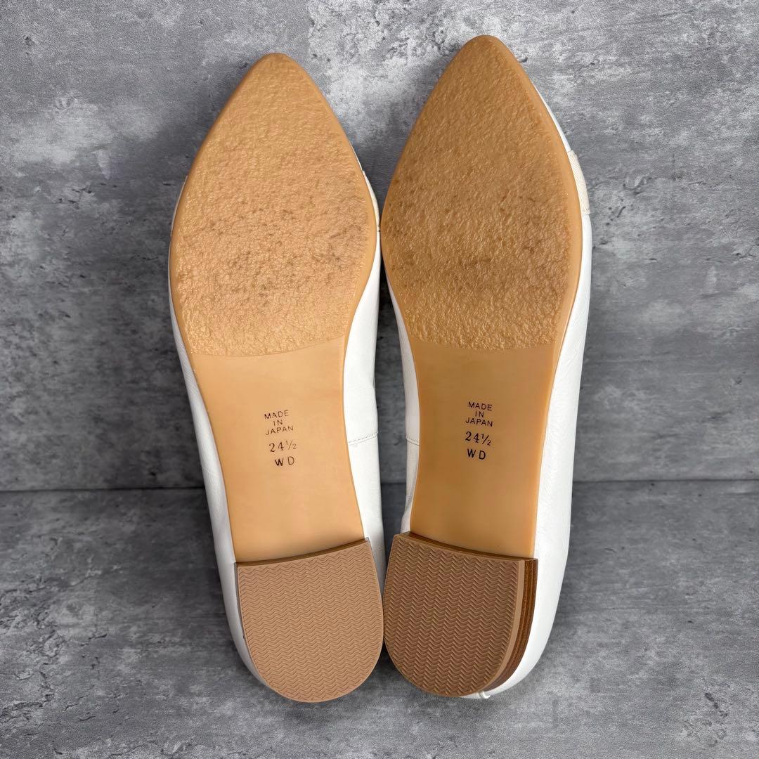 【新品】DIANA ダイアナ　オペラシューズ　リボン　レザー　ポインテッド 白