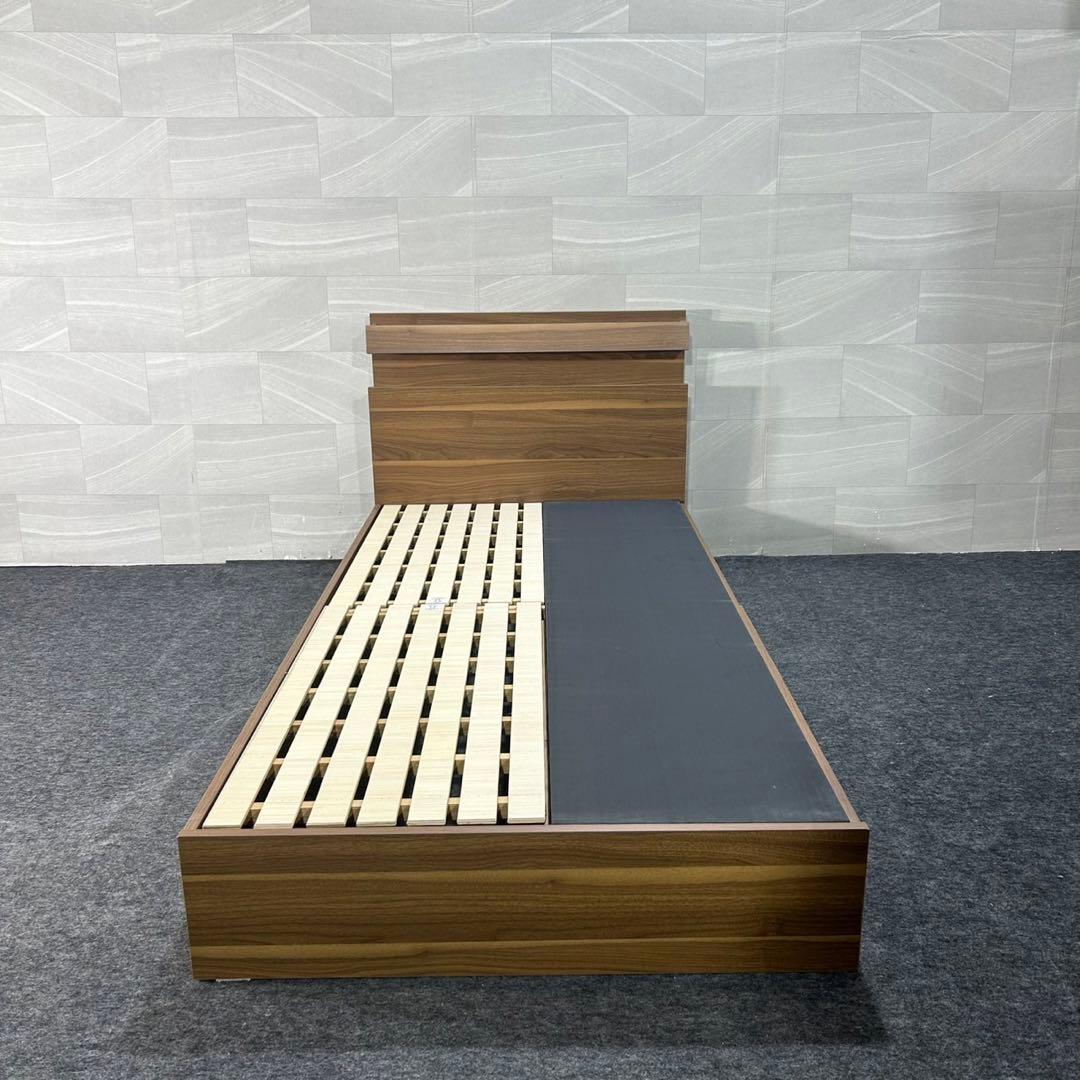 ナフコ 収納付きベッドフレーム シングル コンセント付き シンプル d3471