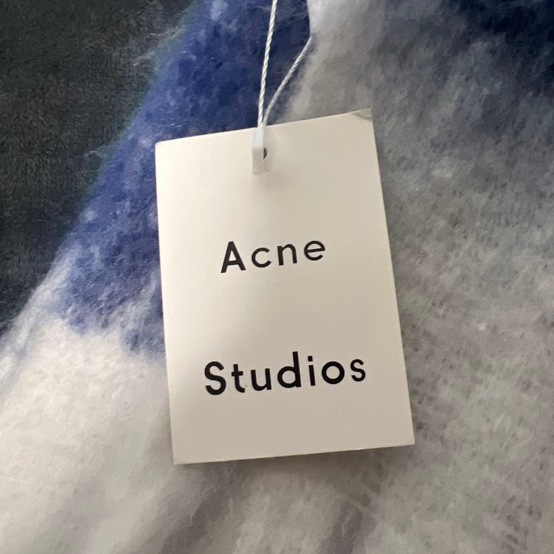 Acne Studiosモヘアチェックスカーフ ホワイト/グレー/ロイヤルブルー