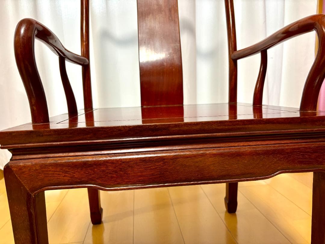 唐木家具　花梨　クラシックスタイル 木製椅子 ダークブラウン　③