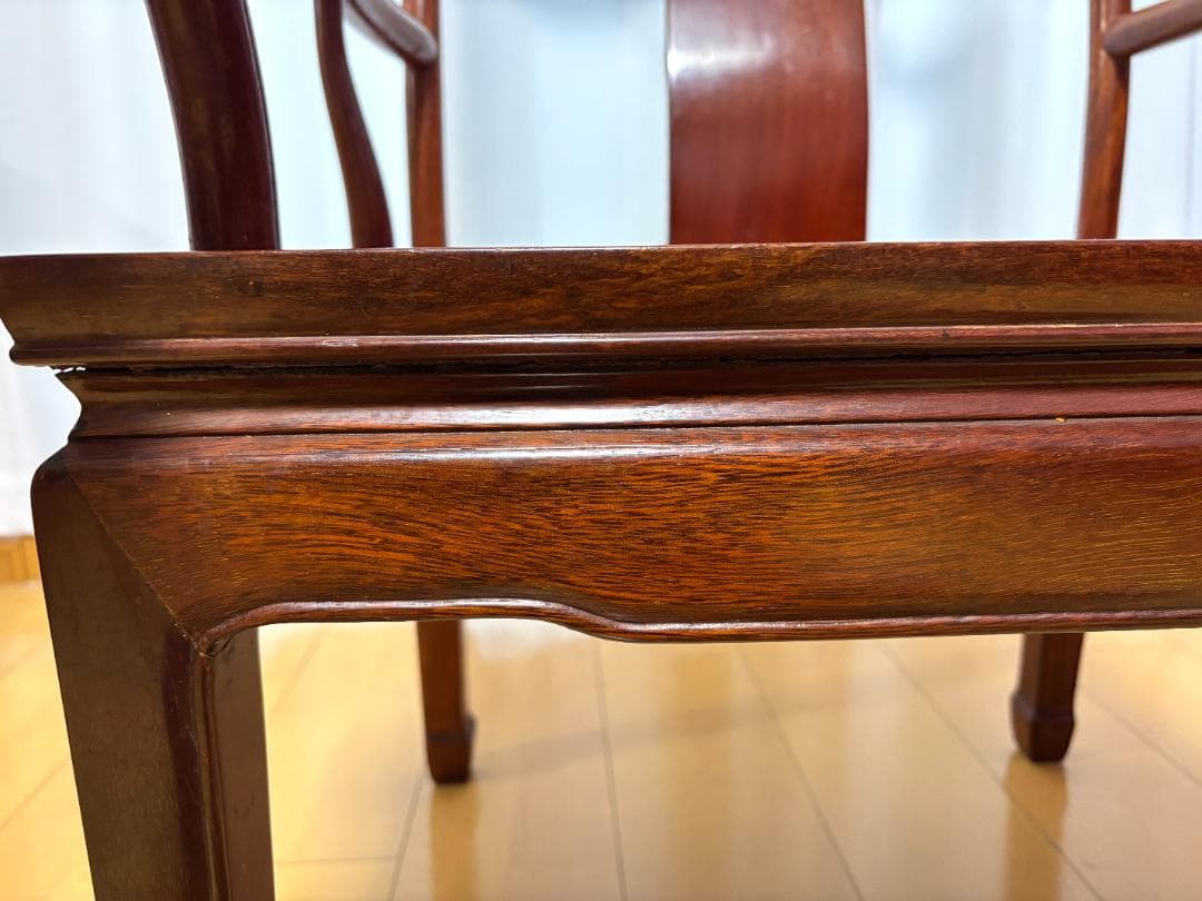 唐木家具　花梨　クラシックスタイル 木製椅子 ダークブラウン　③