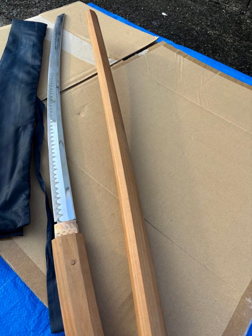 模造刀 白鞘 日本刀　美品　日本刀 波刃 木製柄