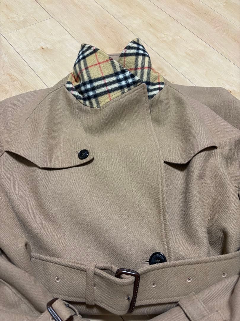 ベージュ ダブルブレスト カシミヤウールトレンチコート　UK8 Burberry