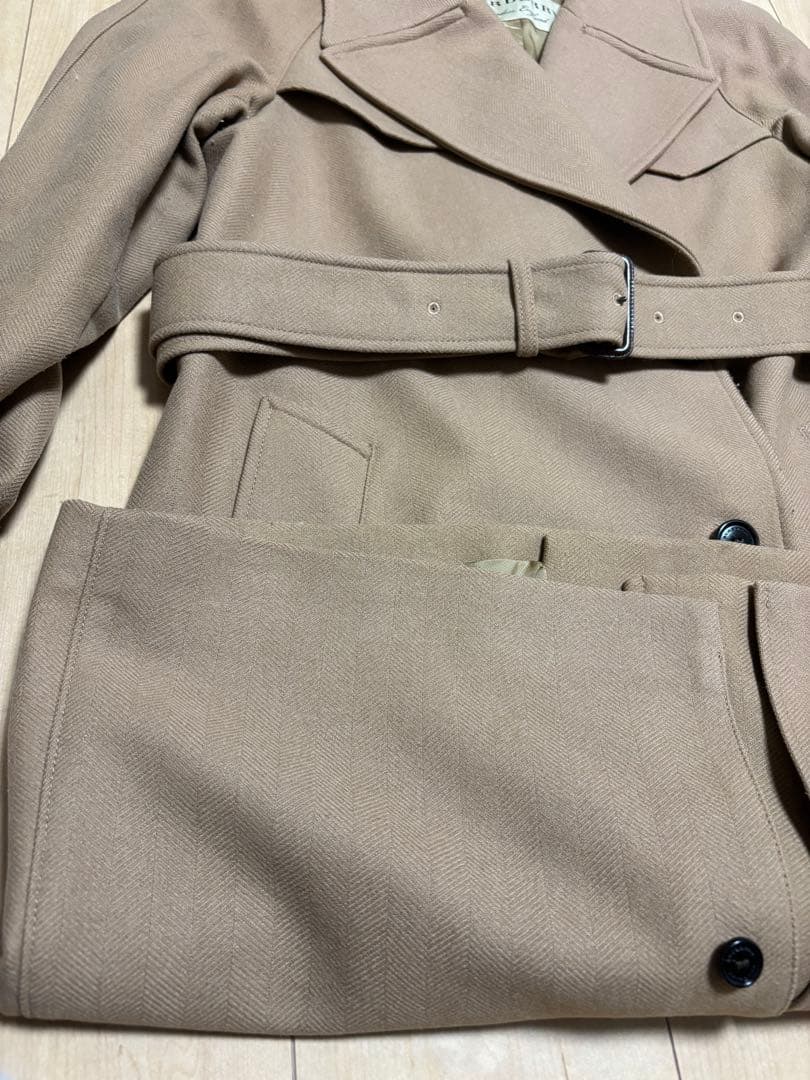 ベージュ ダブルブレスト カシミヤウールトレンチコート　UK8 Burberry