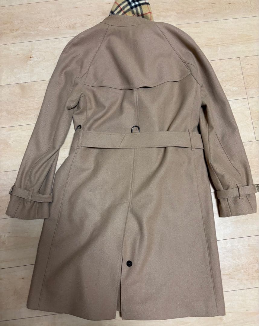 ベージュ ダブルブレスト カシミヤウールトレンチコート　UK8 Burberry