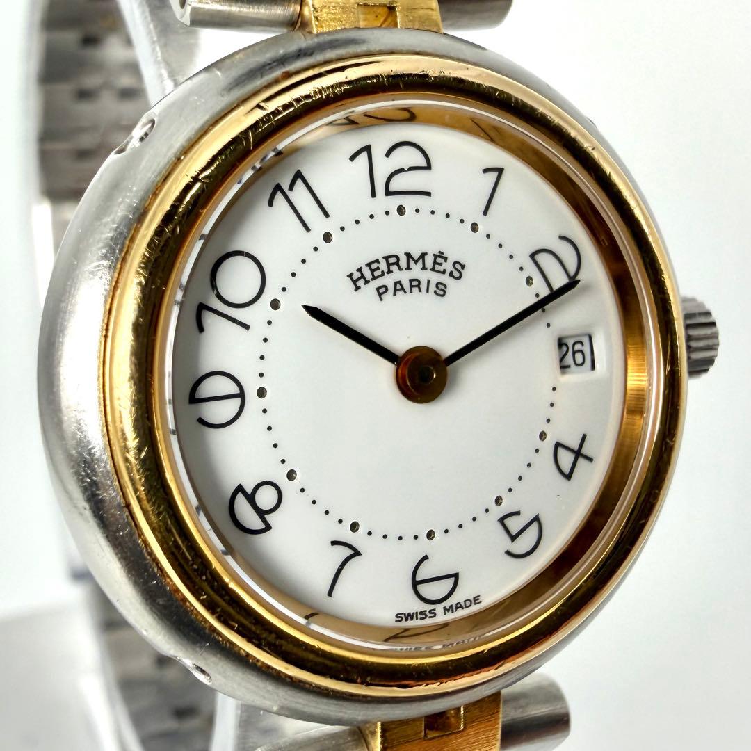 【希少美品✨】エルメス プロフィール クォーツ デイト 腕時計 コンビ ゴールド
