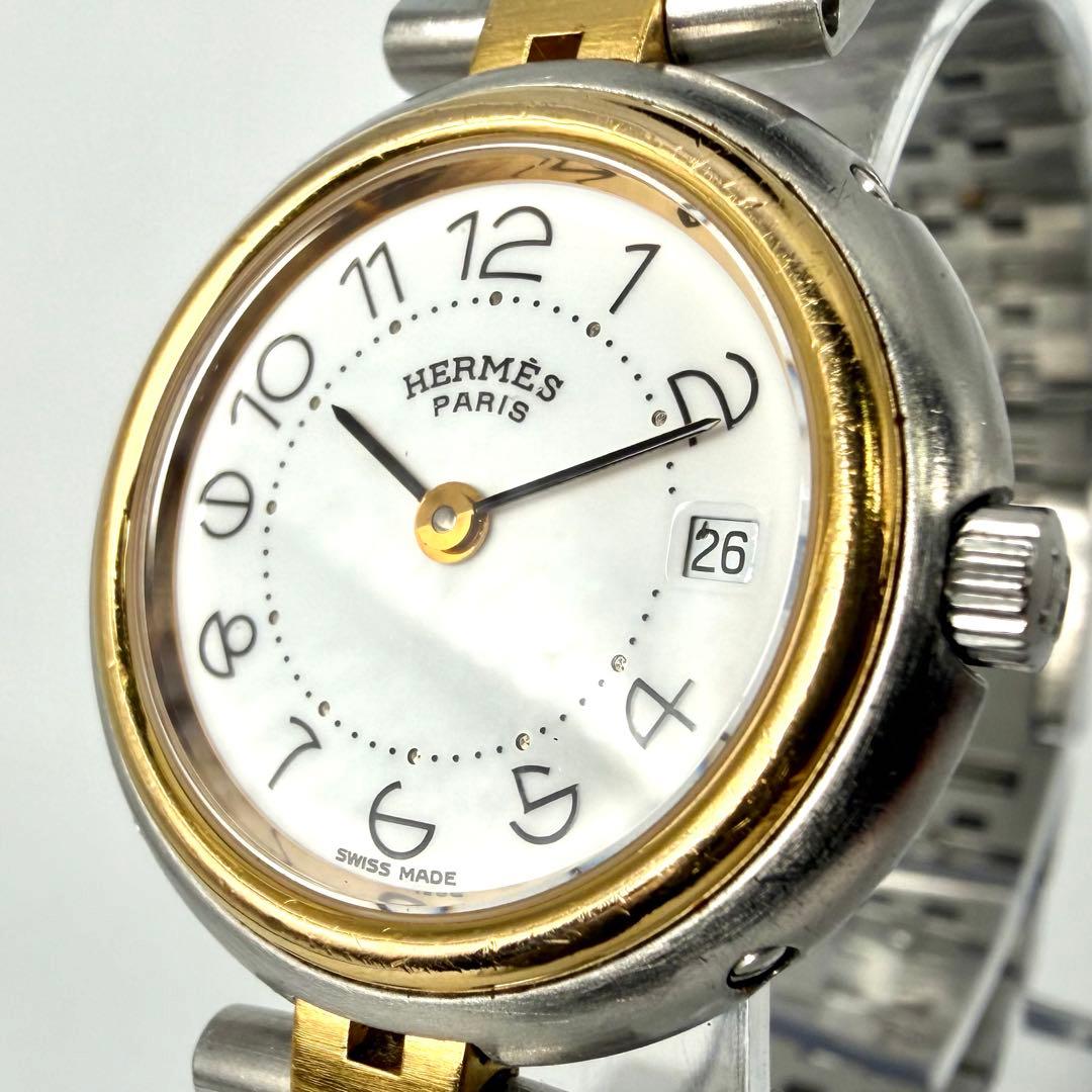 【希少美品✨】エルメス プロフィール クォーツ デイト 腕時計 コンビ ゴールド