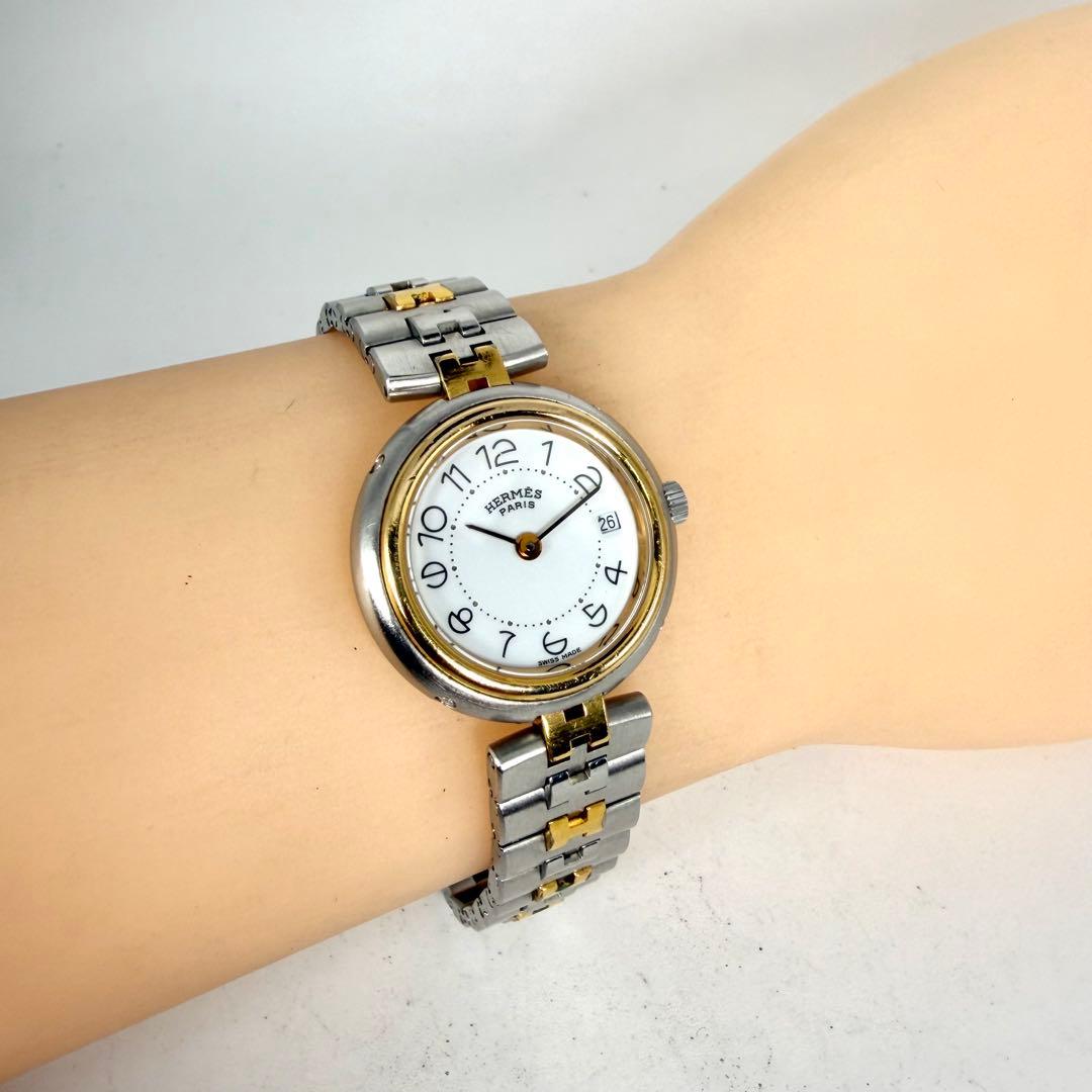 【希少美品✨】エルメス プロフィール クォーツ デイト 腕時計 コンビ ゴールド
