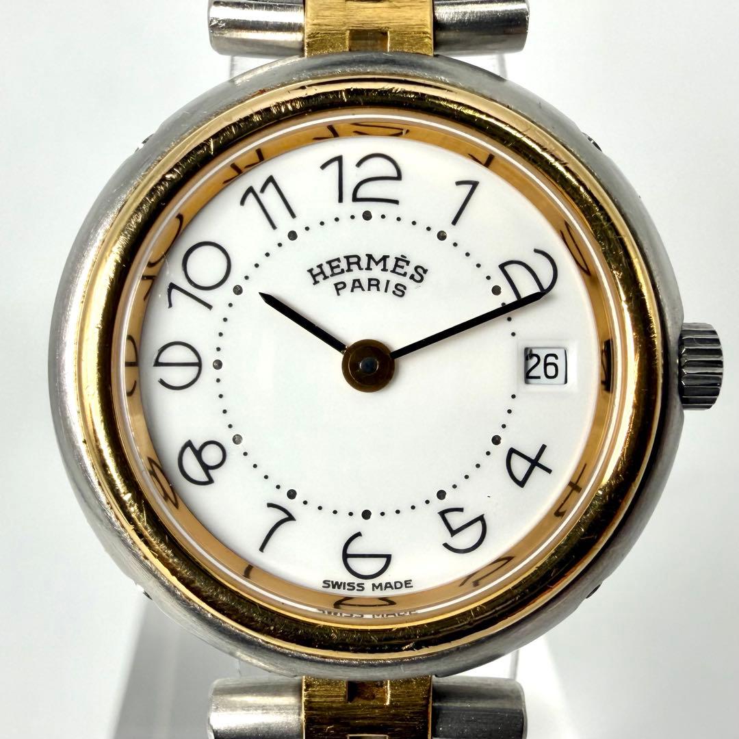 【希少美品✨】エルメス プロフィール クォーツ デイト 腕時計 コンビ ゴールド
