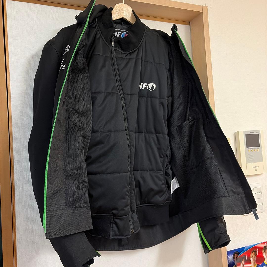 elfエルフ　エステンドウインタージャケット　サイズLL ブラック/グリーン