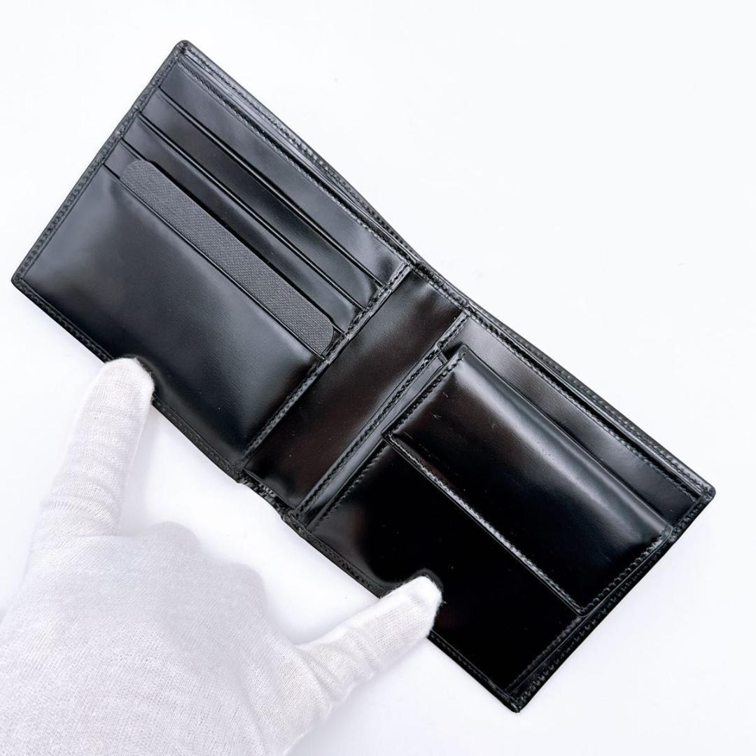 【未使用品】BVLGARI ブルガリ 二つ折り 財布 レザー ブラック メンズ