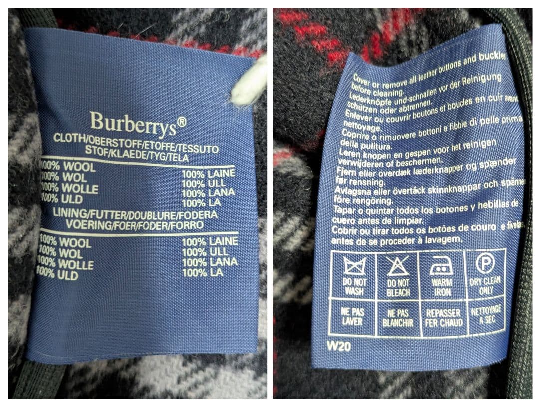 Burberry ダッフルコート ネイビー ノバチェック ウール100% XL
