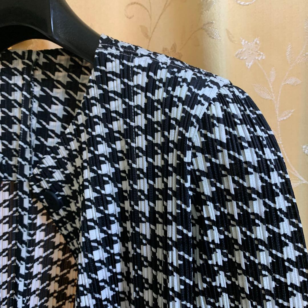 【極稀少】プリーツプリーズ 白黒千鳥格子ジャケット