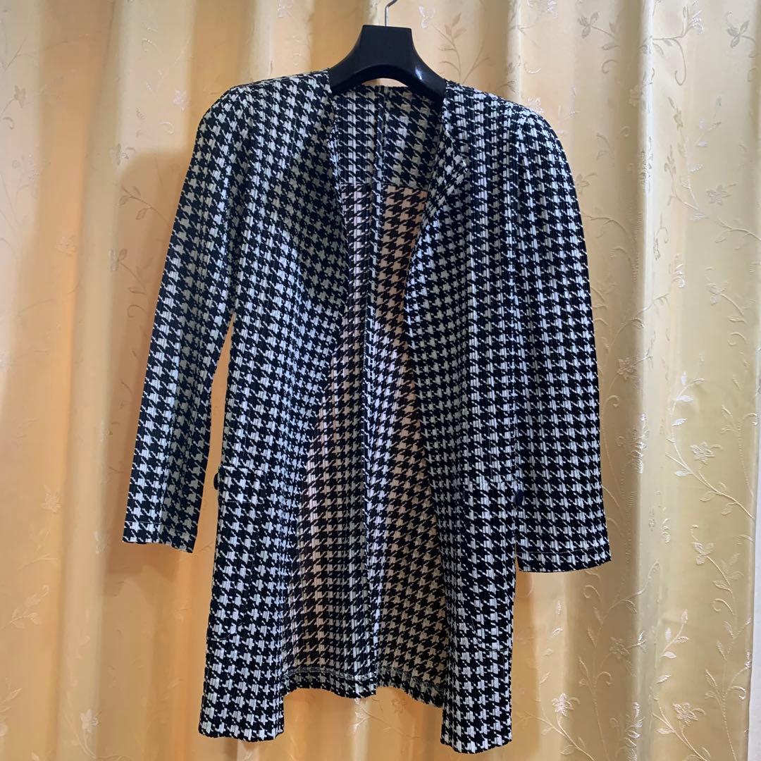 【極稀少】プリーツプリーズ 白黒千鳥格子ジャケット