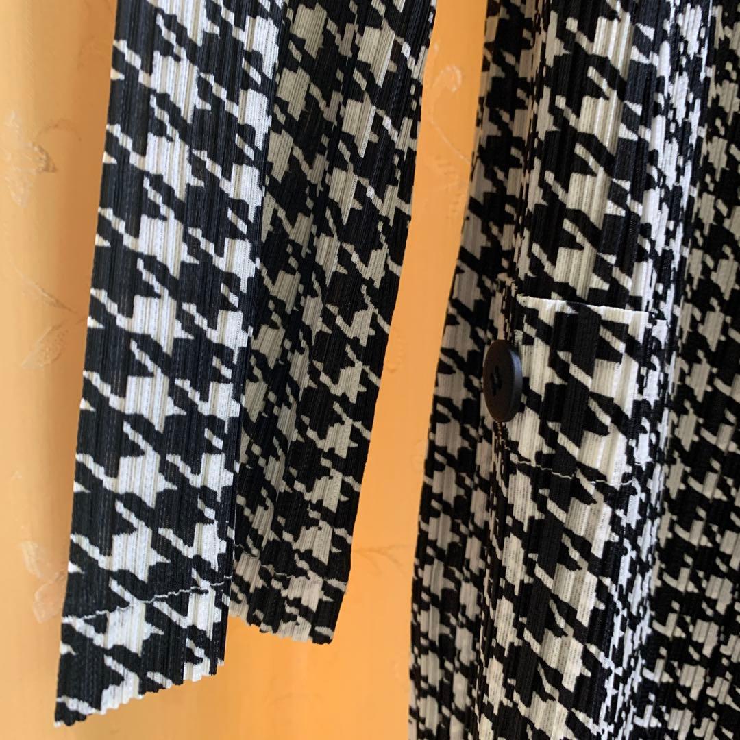 【極稀少】プリーツプリーズ 白黒千鳥格子ジャケット