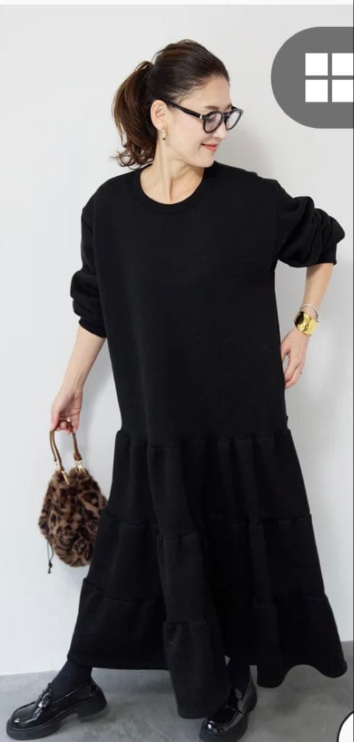 Plus OTOHA裏起毛ティアードワンピース