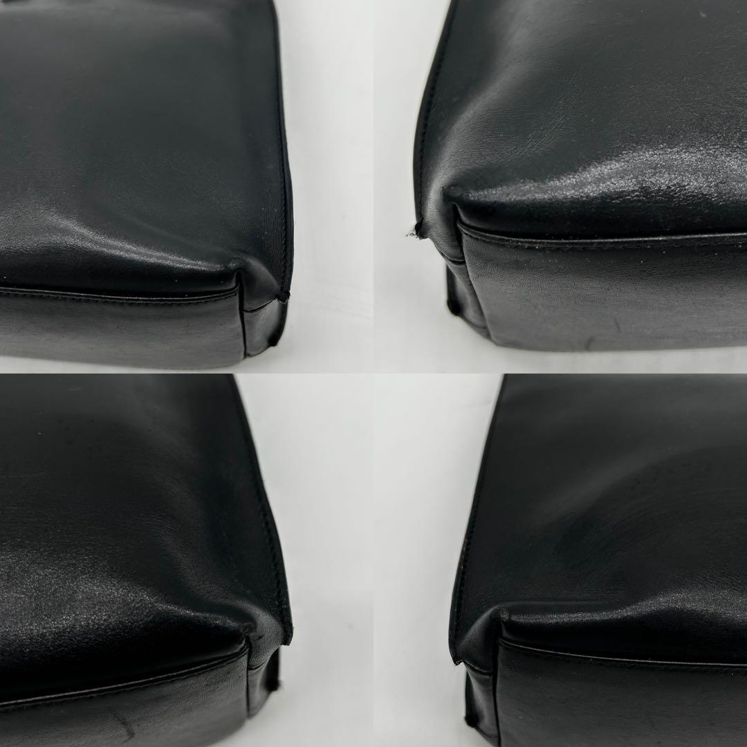 【美品】グッチ ワンショルダー バッグ 南京錠 シルバー金具 レザー 黒