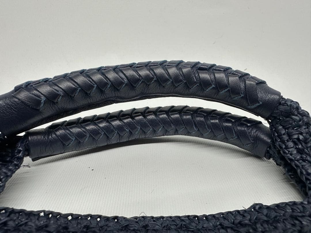 【美品】ヘレンカミンスキー カゴ レザー トートバッグ A4◎ ネイビー