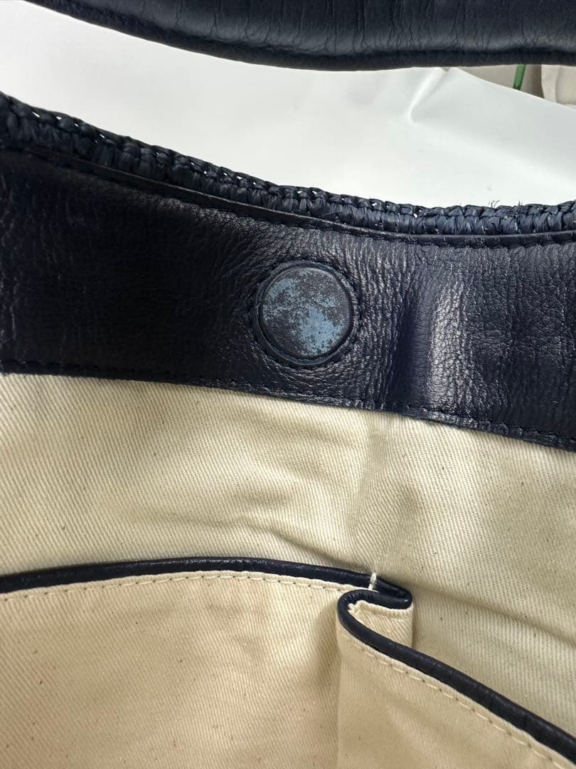 【美品】ヘレンカミンスキー カゴ レザー トートバッグ A4◎ ネイビー