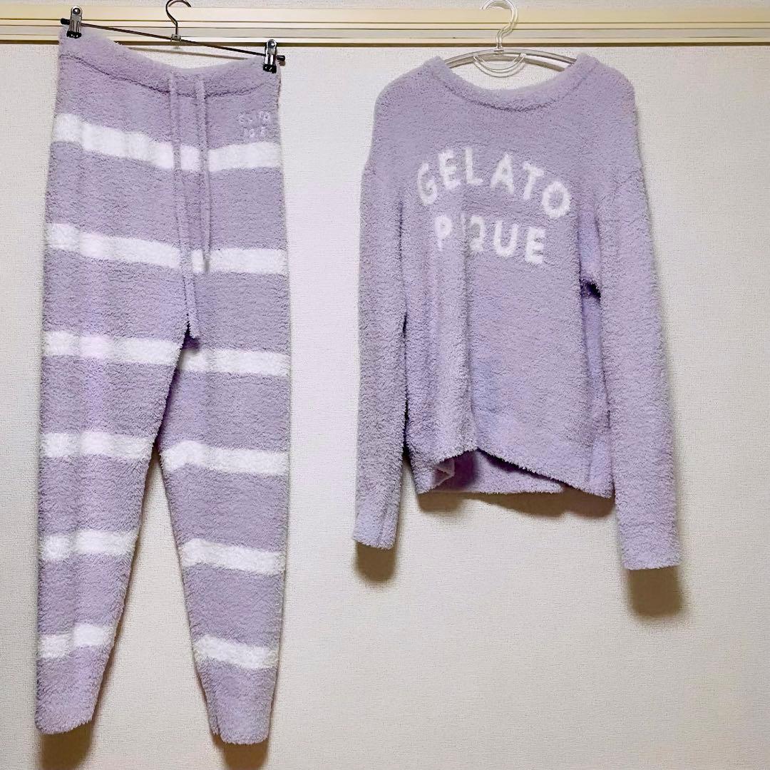 ★1度着用★☆gelato pique☆パウダーロゴジャガードプルオーバーセット