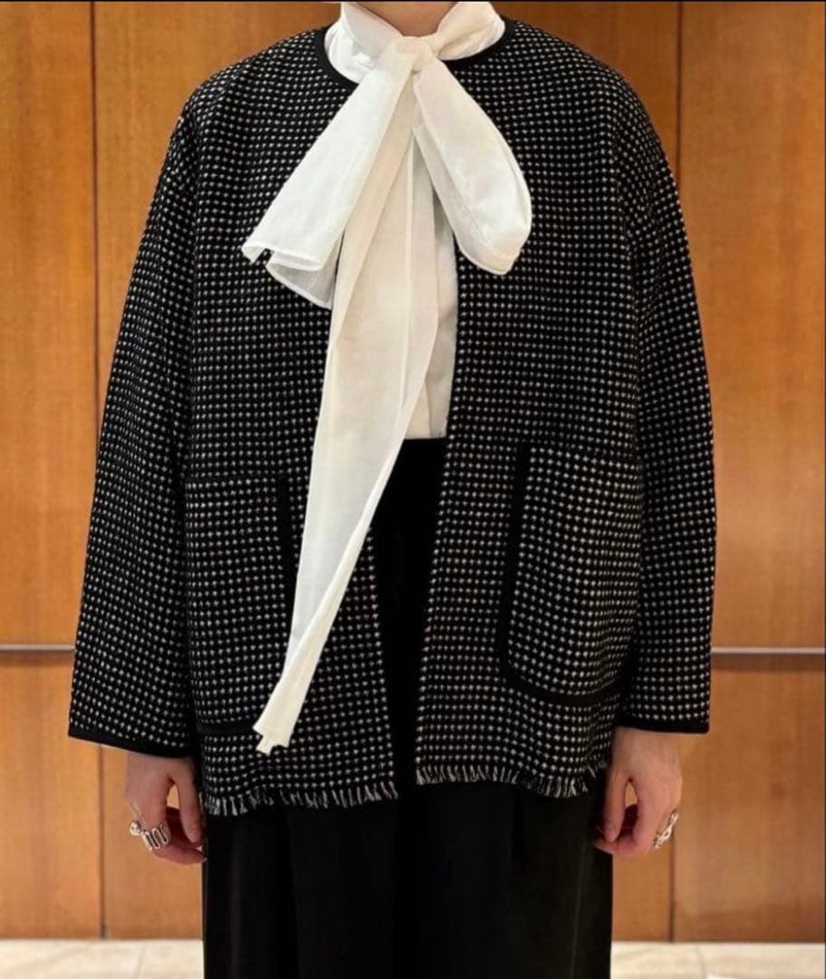 Ballsey ボールジィ ワッフルツイード ノーカラージャケット　34