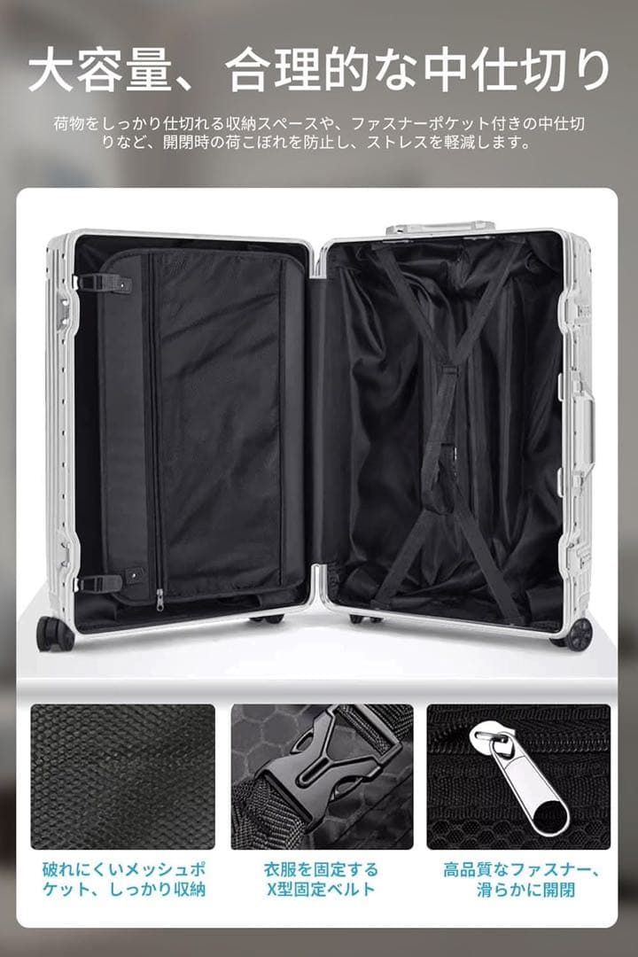 【1回のみ使用】キャリー スーツケース ミニキャリー シルバー TSAロック