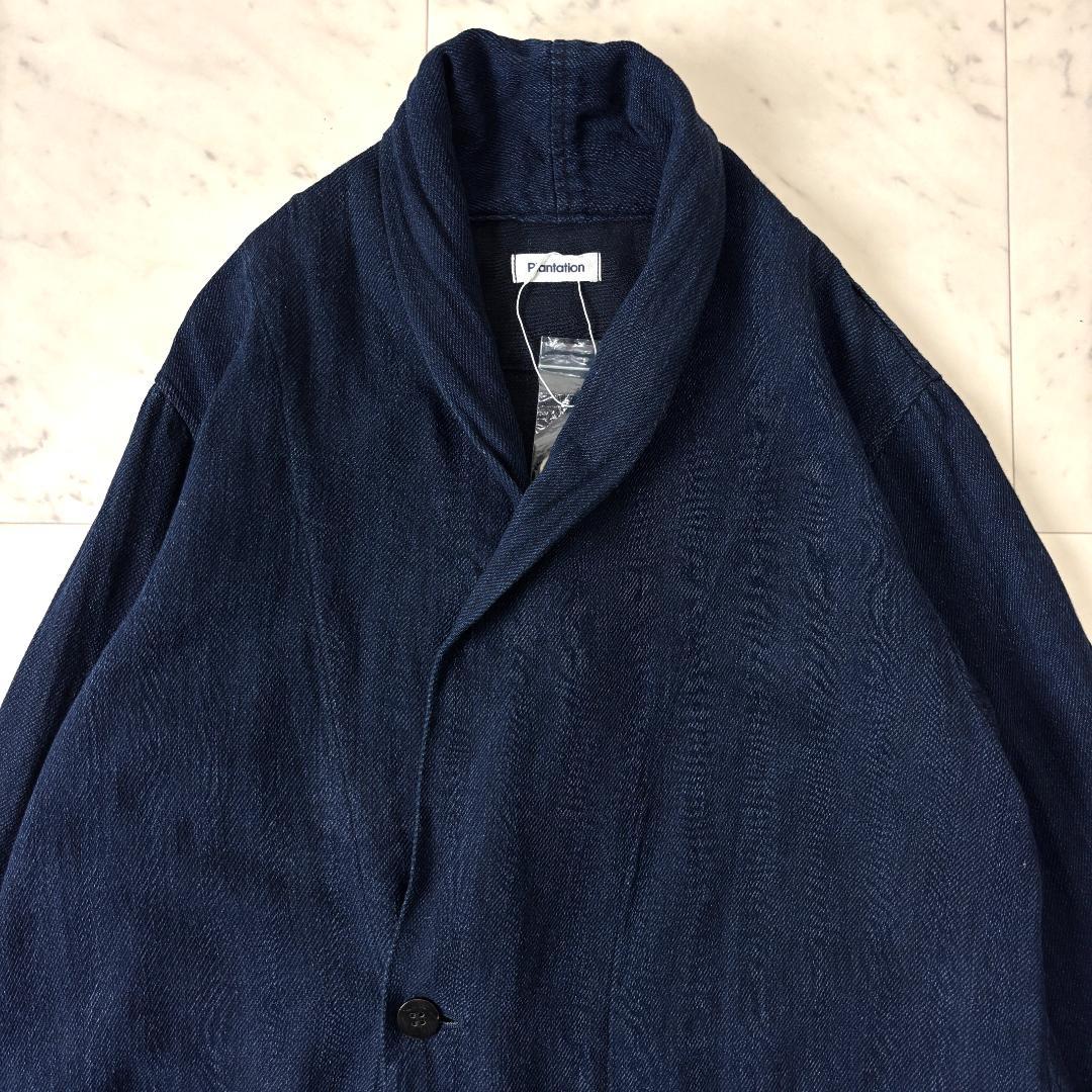 美品✨ プランテーション M インディゴ染 藍染 ショールカラー コットンコート
