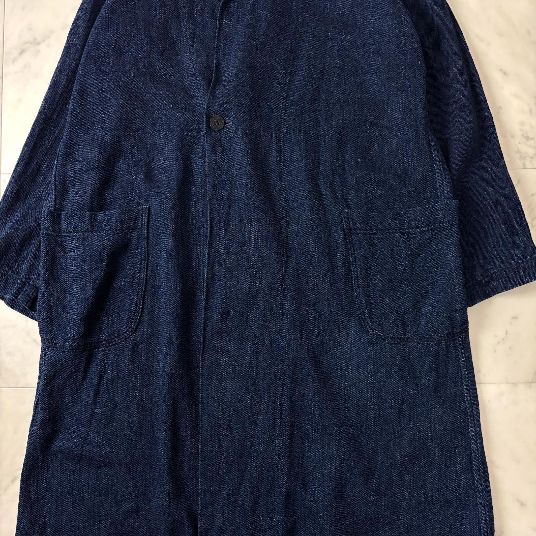 美品✨ プランテーション M インディゴ染 藍染 ショールカラー コットンコート