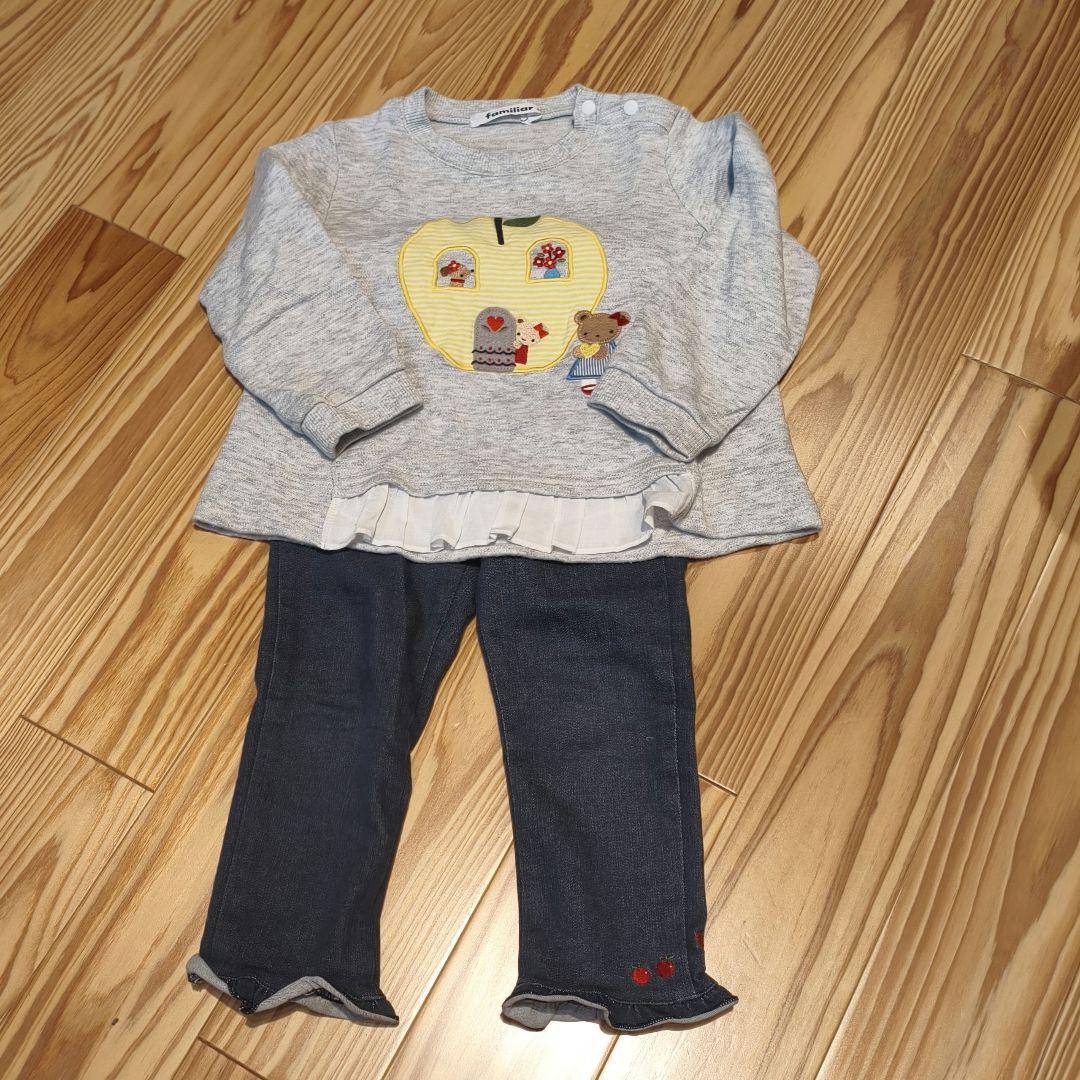 ファミリア　現行品　トレーナー　ズボン　セット　りんご　くまちゃん　90