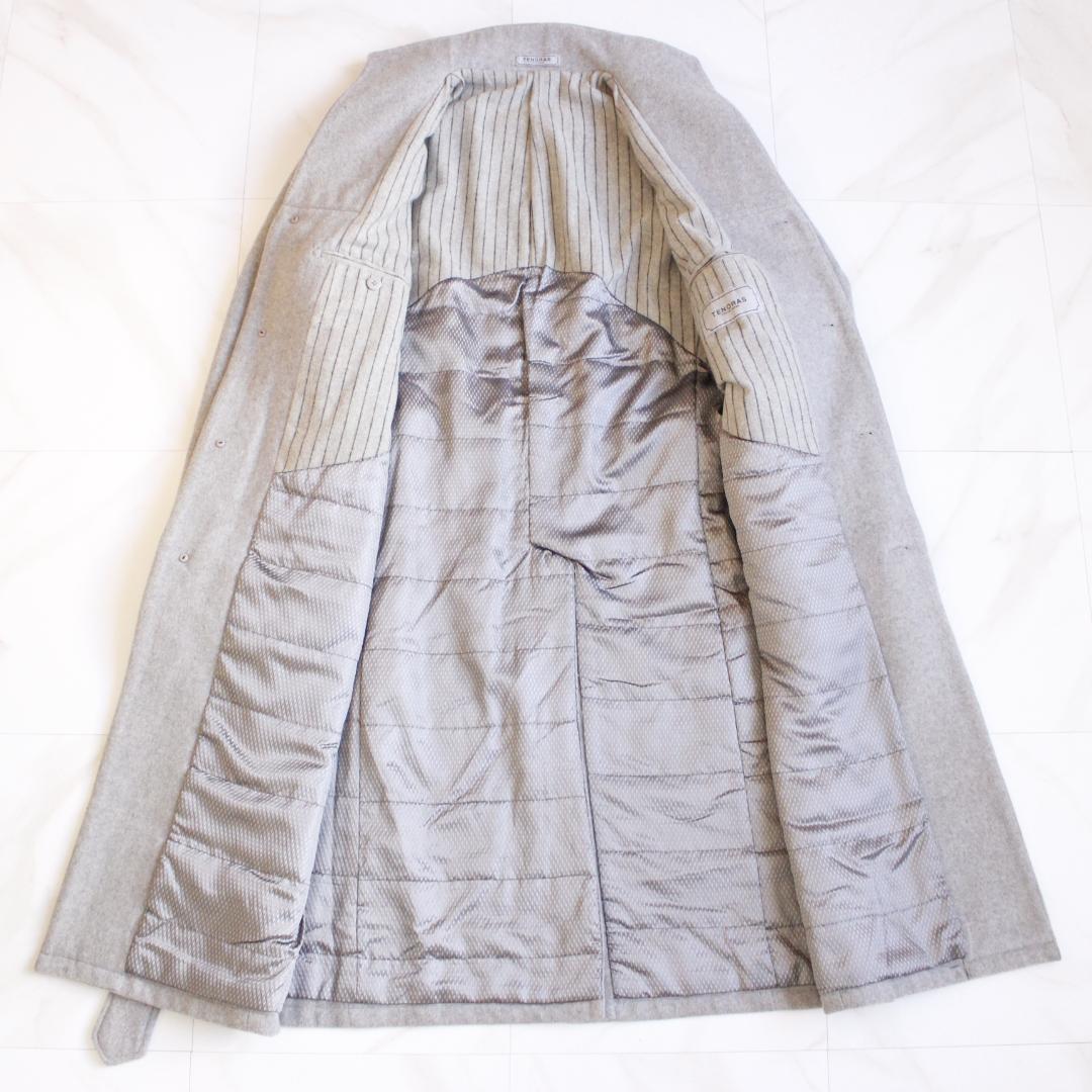 TENORAS スタンドカラーロングコート Mサイズ グレー ベルト