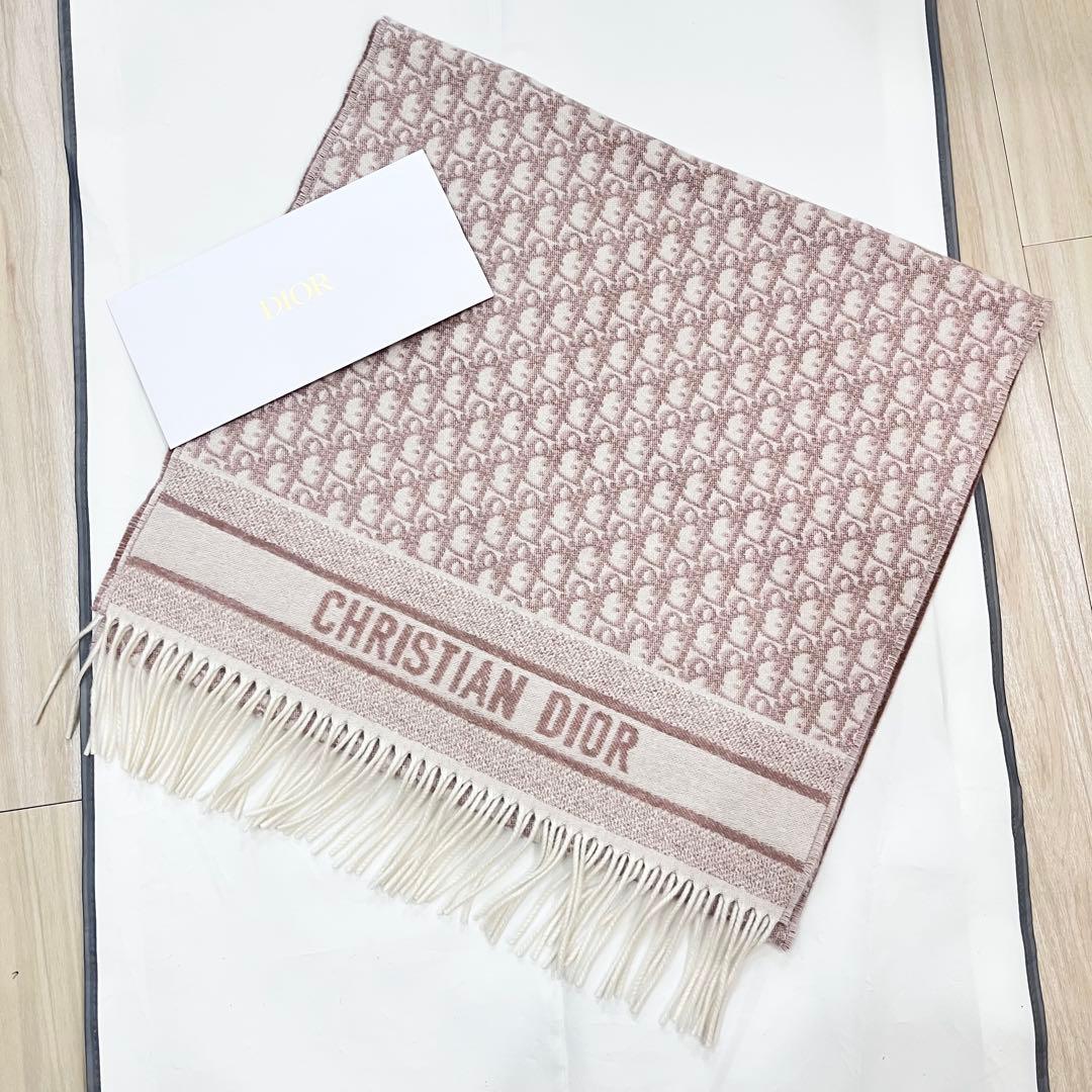 25年製 Christian Dior オブリーク カシミヤ100マフラー