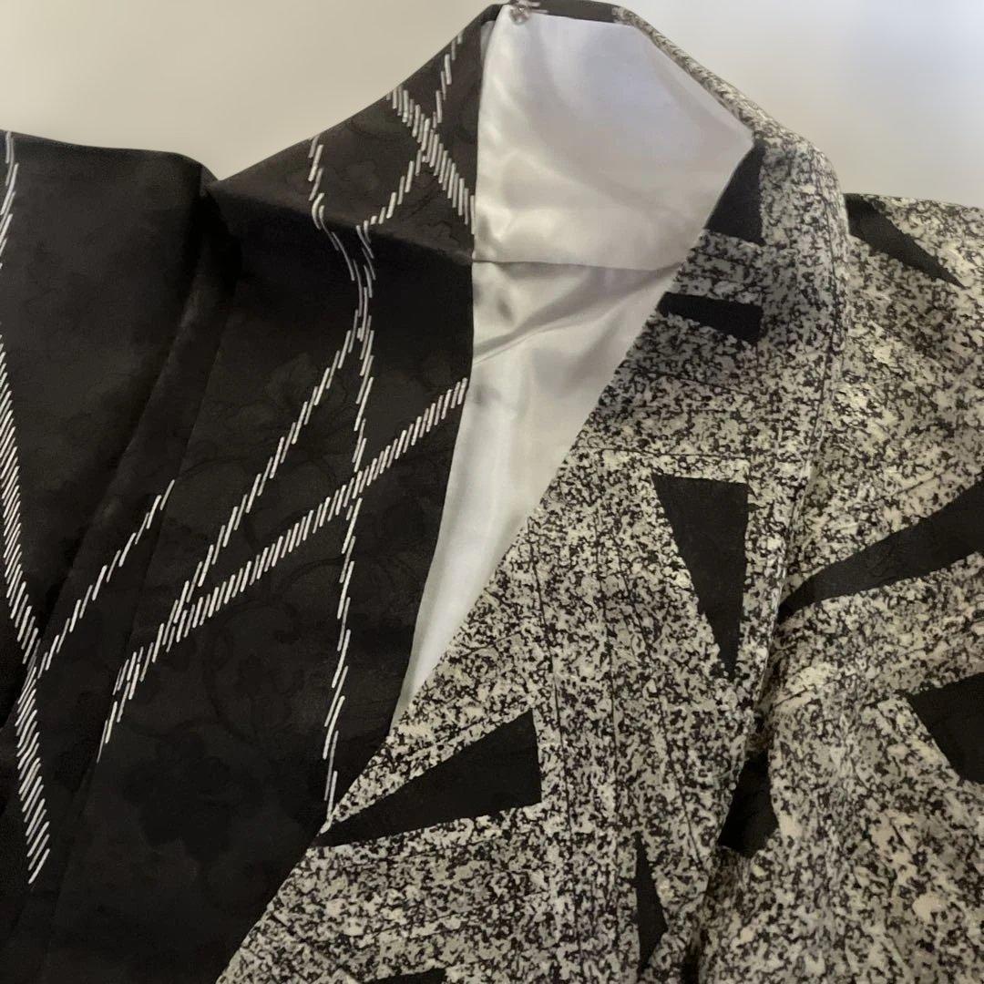 着物　袷　黒系　身丈165cm しつけ付き