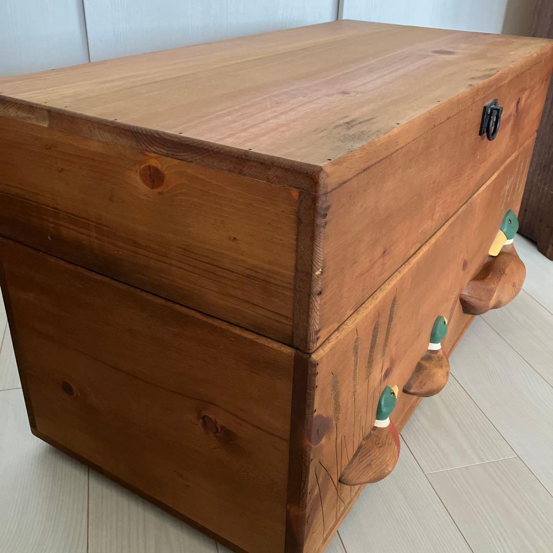 木製ボックス　木箱　おもちゃ箱　カントリー　宝箱　裁縫箱　道具入れ　箪笥　デコイ