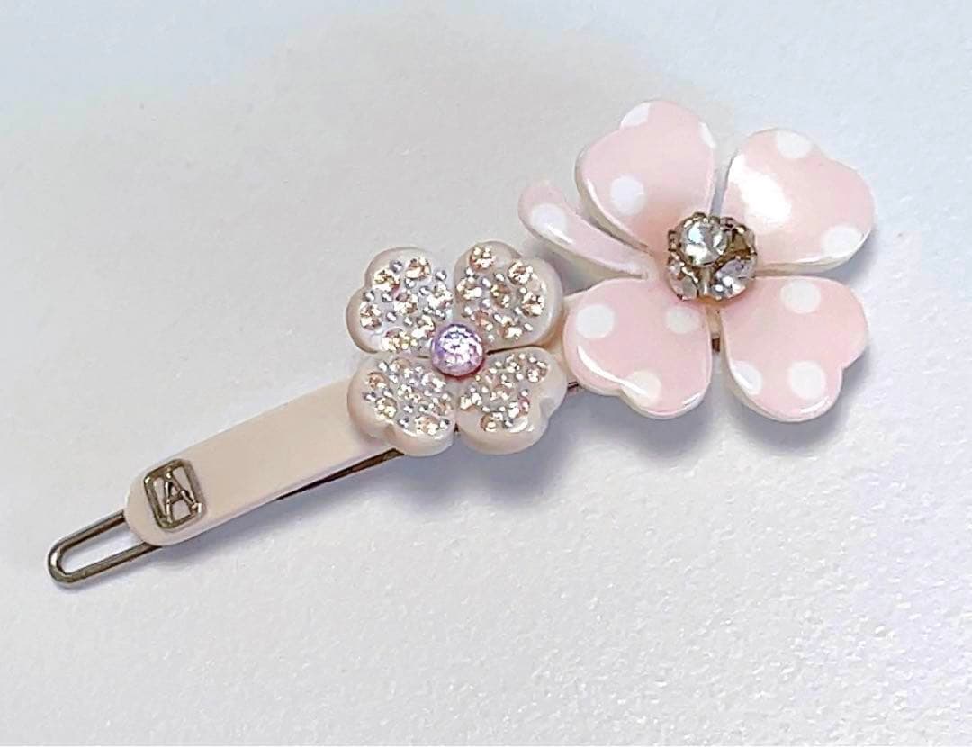 アレクサンドルドゥパリ　ヘアピン　花　ドット　スワロフスキー　ピンク　可愛い
