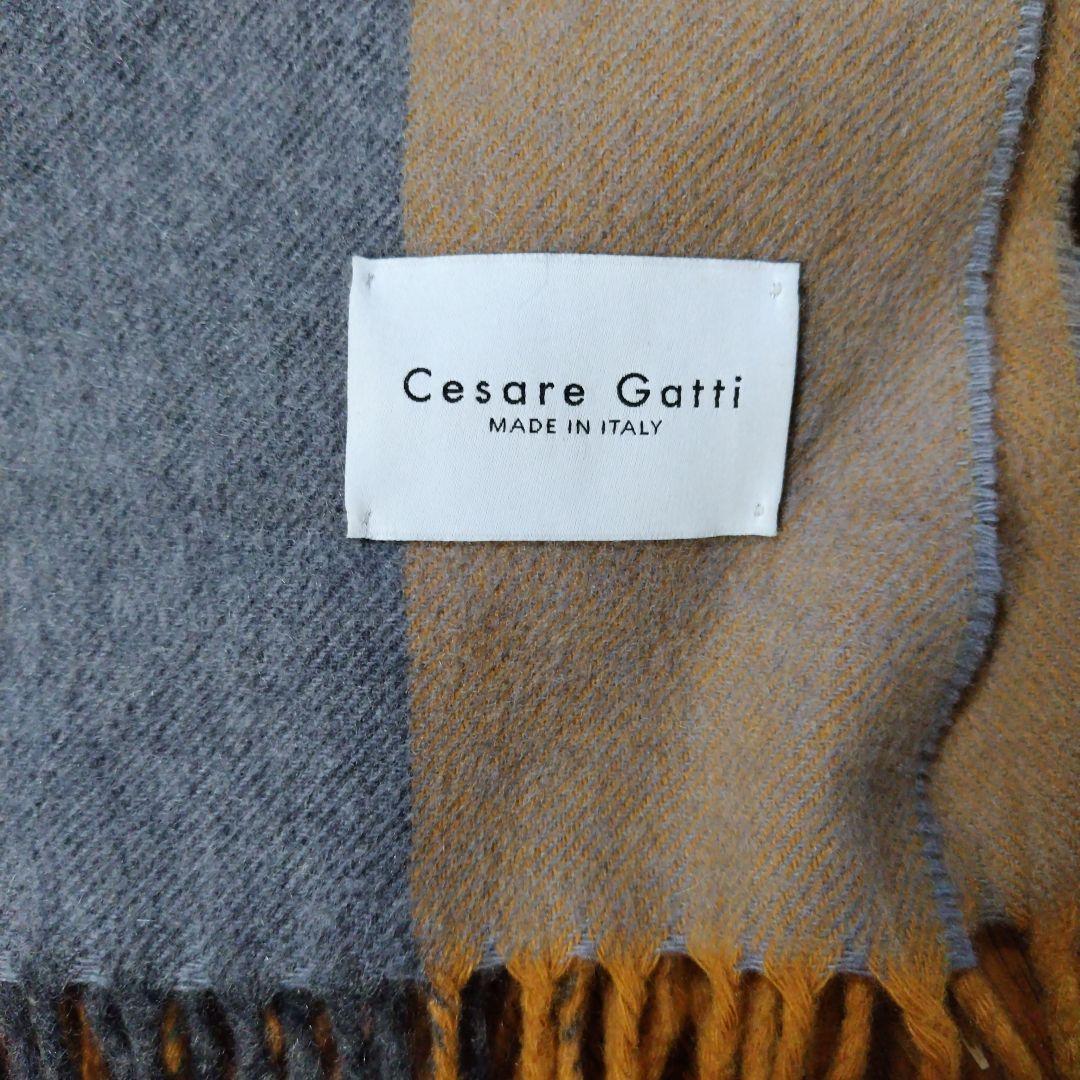 Cesare Gatti 極上ストール ブラウン系チェック マフラー カシミア