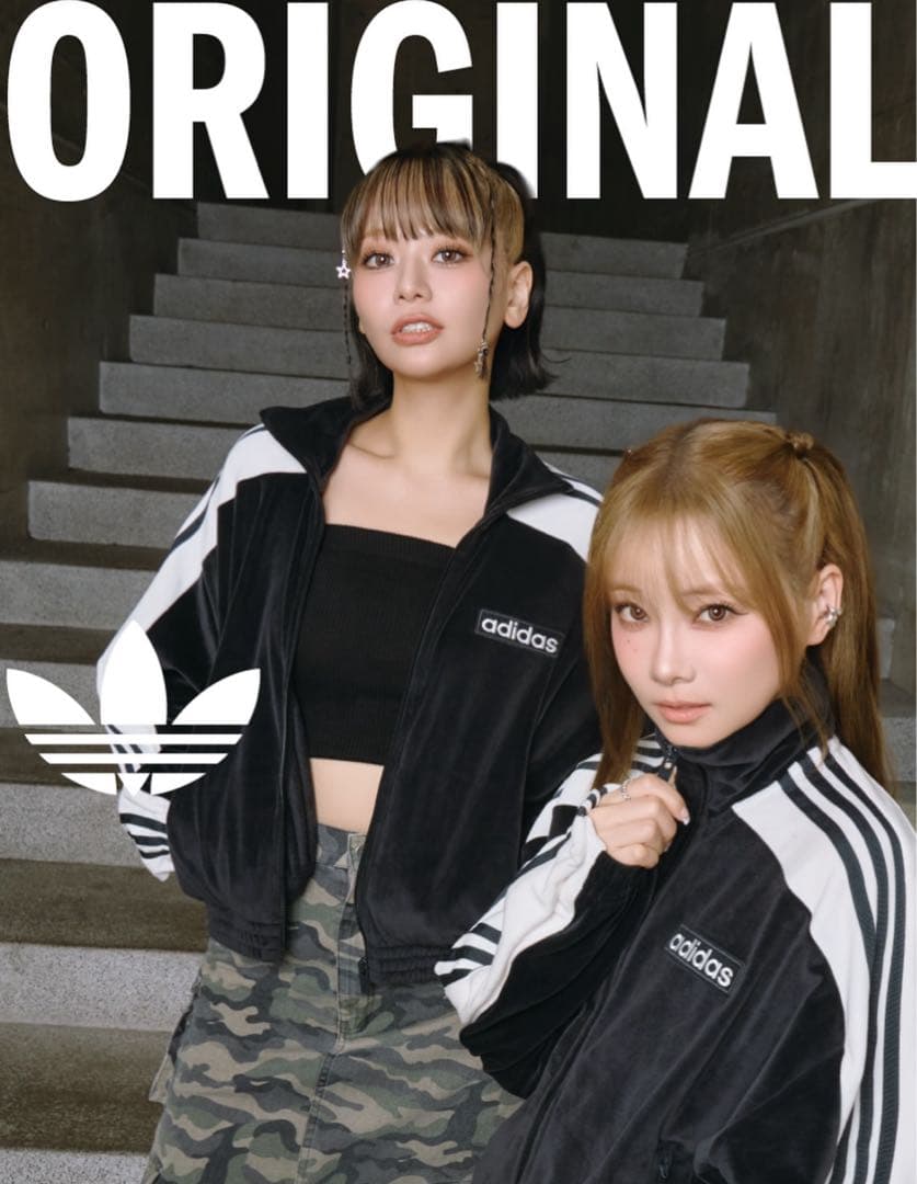 新品S⭐️adidasアディブレイク ベロア トラックトップ ブラック 重盛さと美