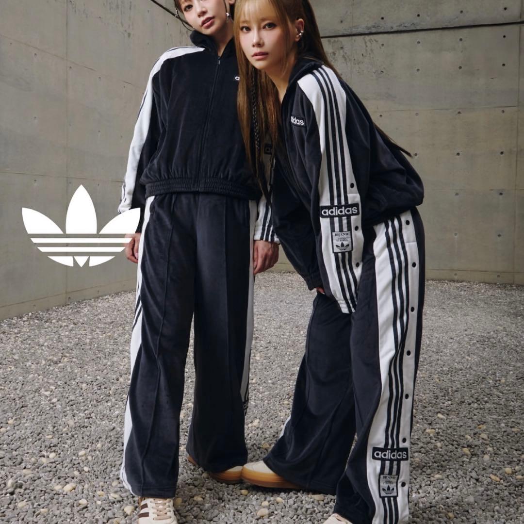 新品S⭐️adidasアディブレイク ベロア トラックトップ ブラック 重盛さと美