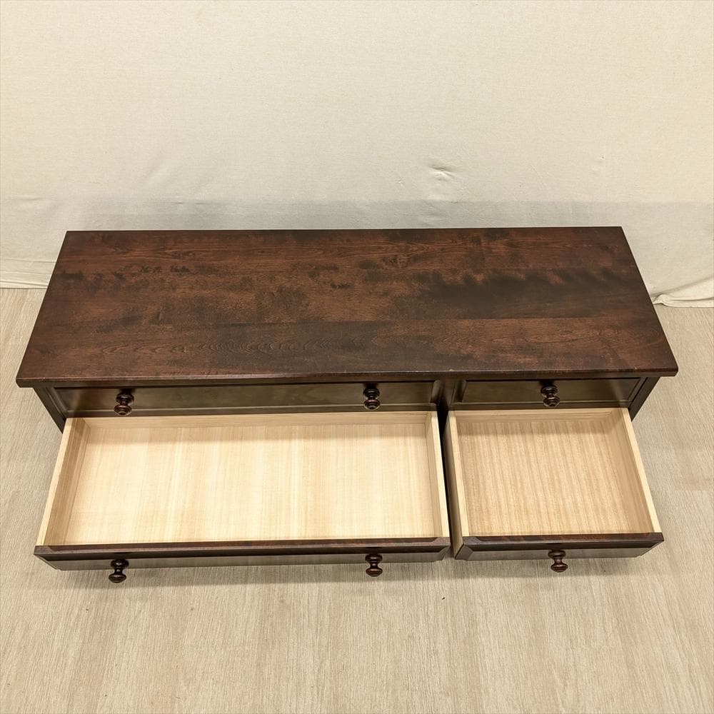 北海道民芸家具　カバ材　無垢　ローチェスト　整理箪笥　箪笥　タンス　チェスト　A