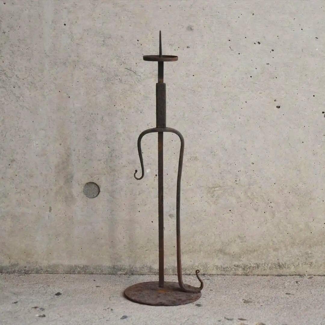 明治時代　鉄製　燭台　高さ可変　オブジェ　骨董品　アンティーク