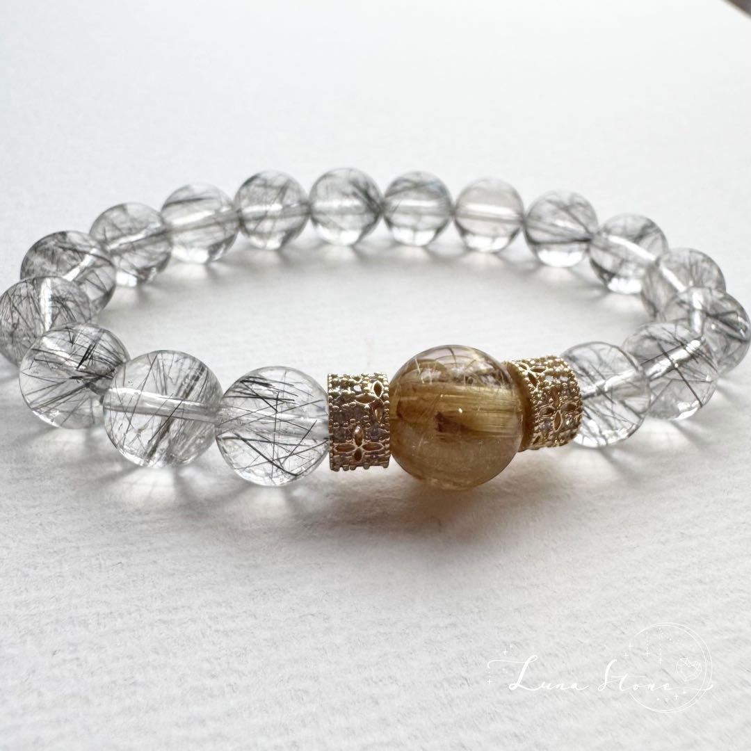 【ブラックルチル タイチンルチル】力強く守り抜く輝き 天然石 ブレスレット