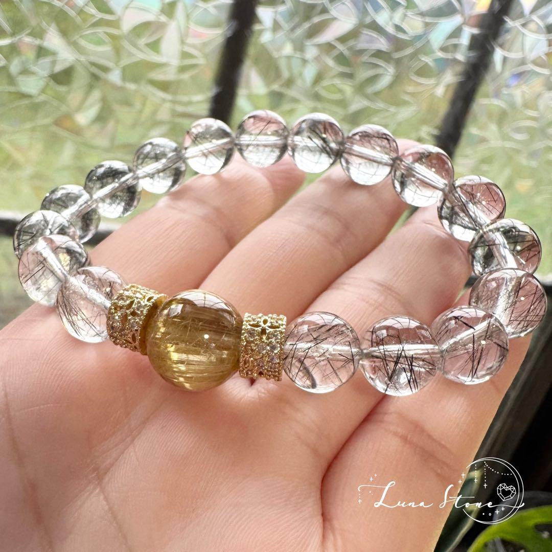 【ブラックルチル タイチンルチル】力強く守り抜く輝き 天然石 ブレスレット