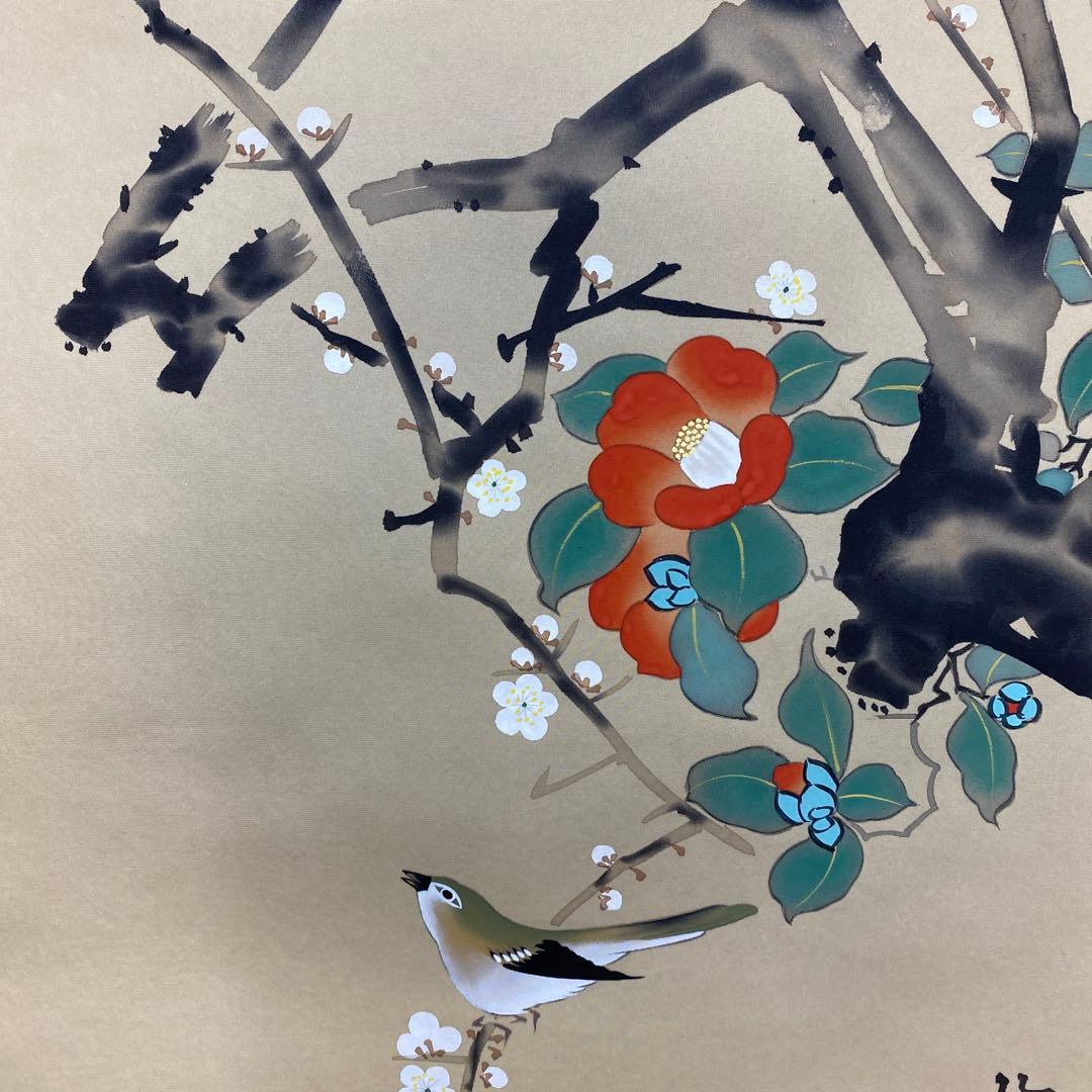 美品 掛け軸 酒井抱一作 十二々月花鳥図 4本セット 年中掛け