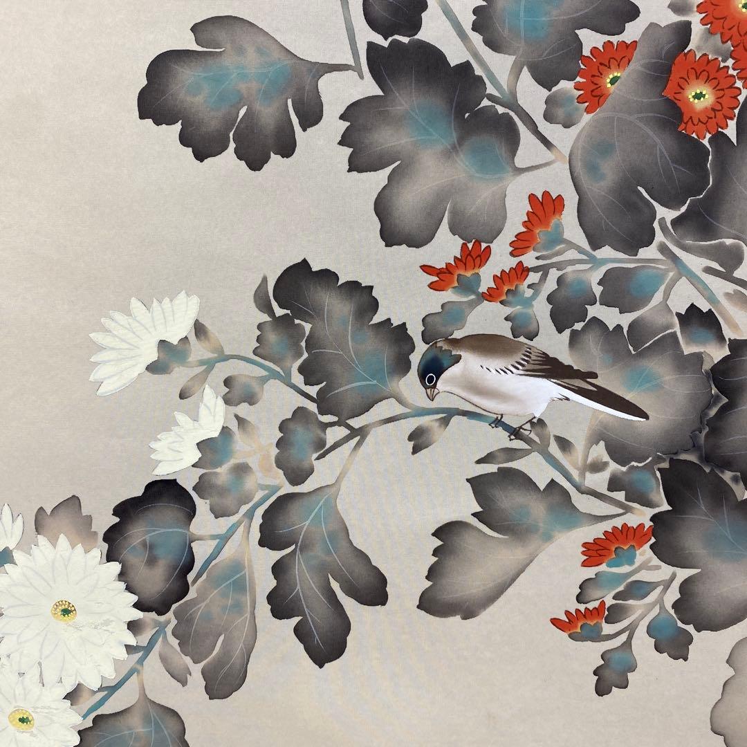 美品 掛け軸 酒井抱一作 十二々月花鳥図 4本セット 年中掛け