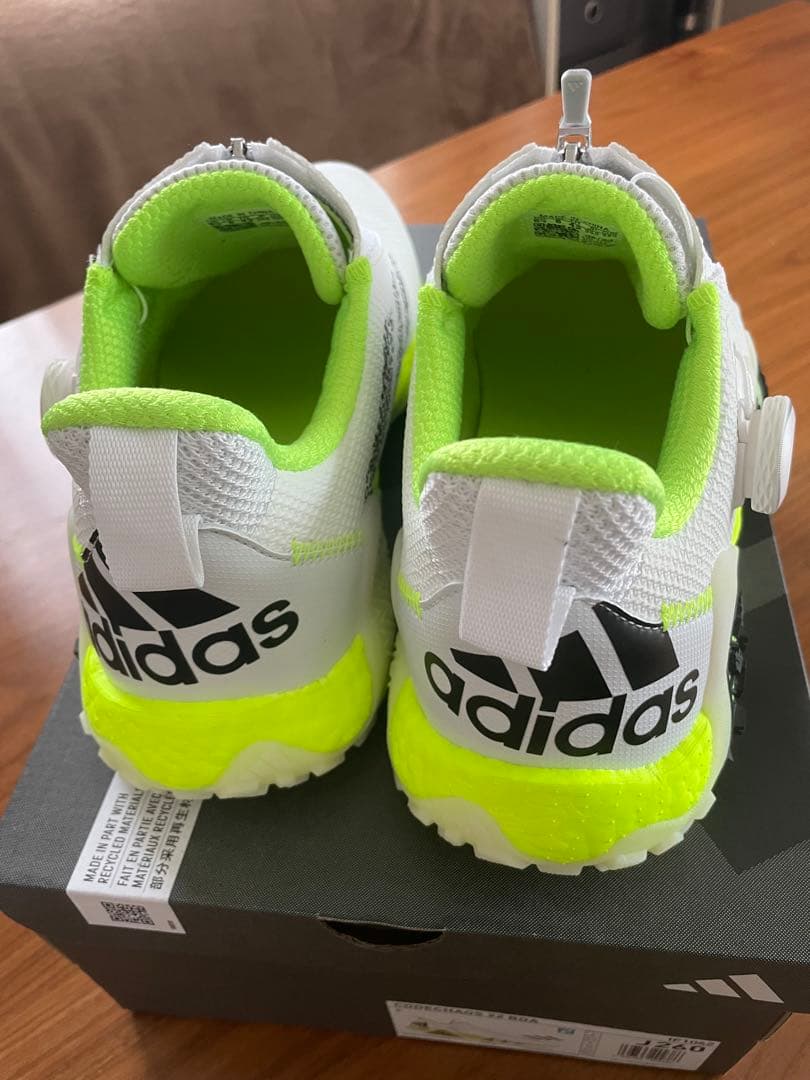 adidas BOOST ゴルフシューズ ホワイト/グリーン 26cm