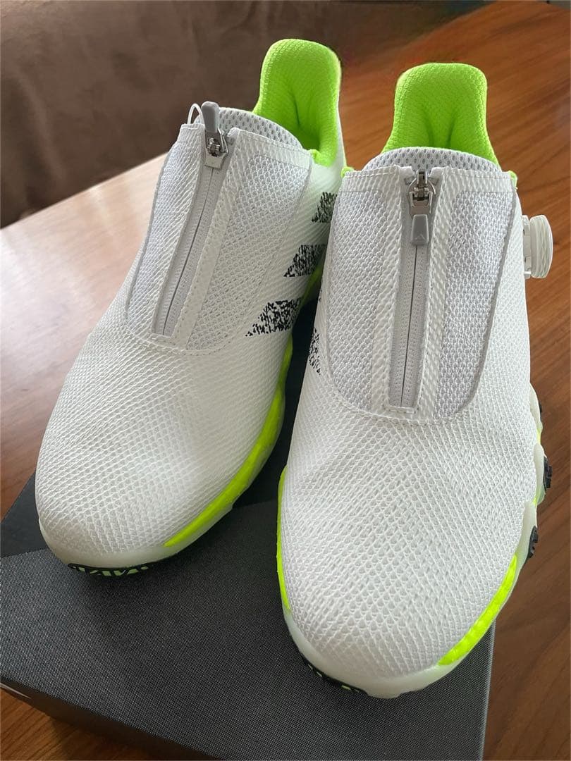 adidas BOOST ゴルフシューズ ホワイト/グリーン 26cm