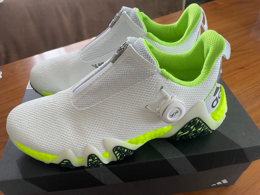 adidas BOOST ゴルフシューズ ホワイト/グリーン 26cm
