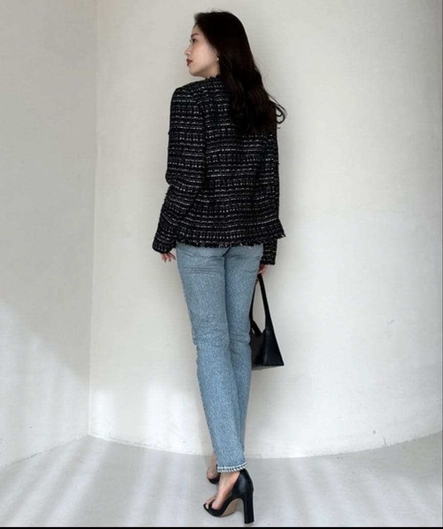 ノーカラージャケット ミックスカラー サイズM