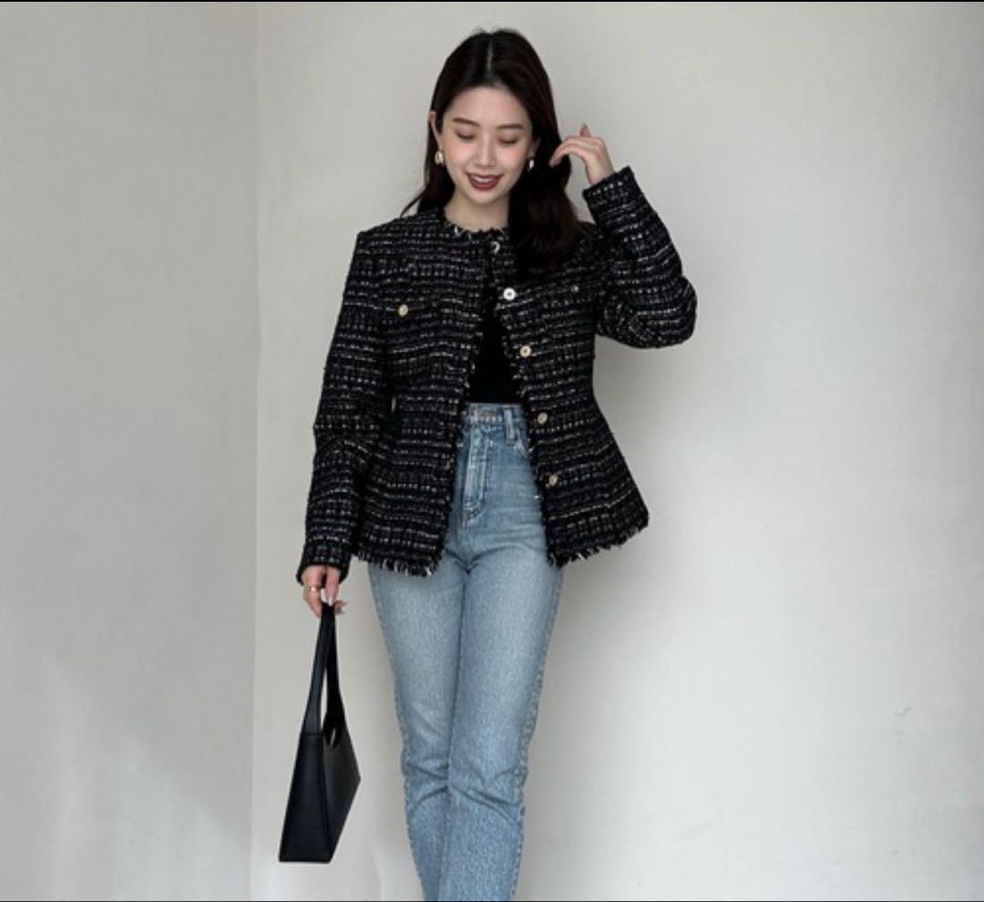 ノーカラージャケット ミックスカラー サイズM