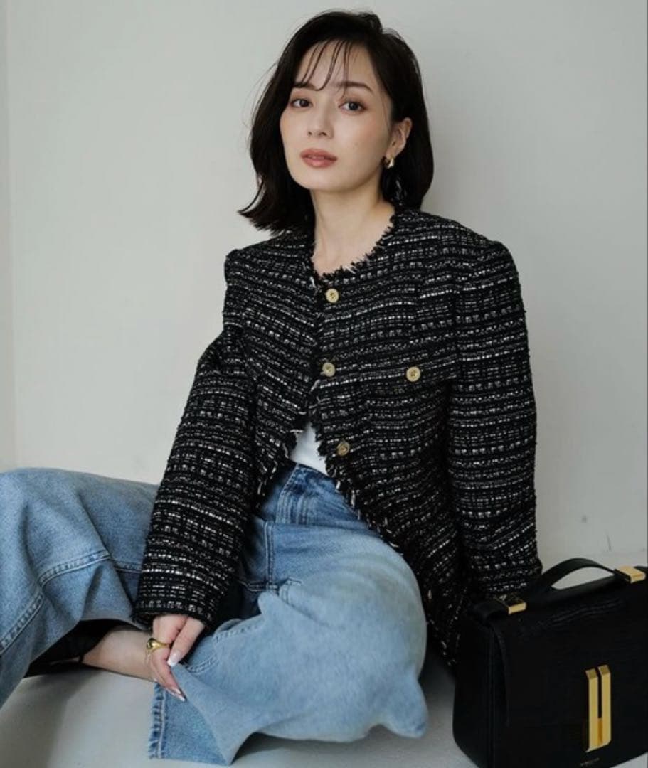 ノーカラージャケット ミックスカラー サイズM